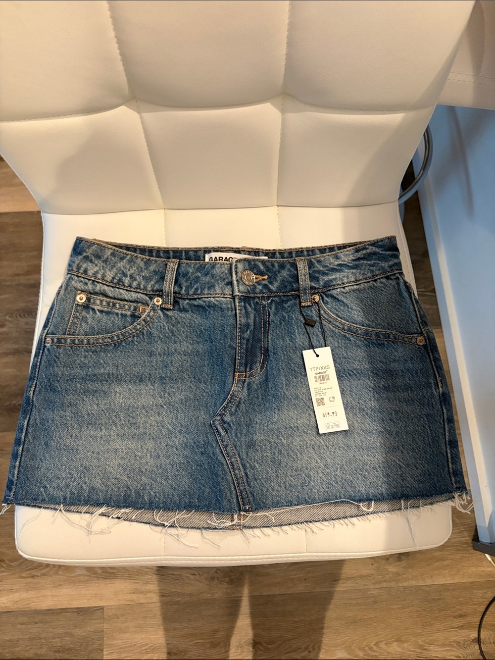 Garage Blue Distressed Denim Mini Skort